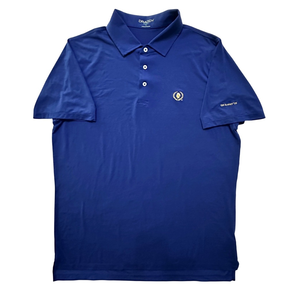 B Draddy Sport Mens Golf Polo Shirt Size Large Performance Stretch GM Summit '25